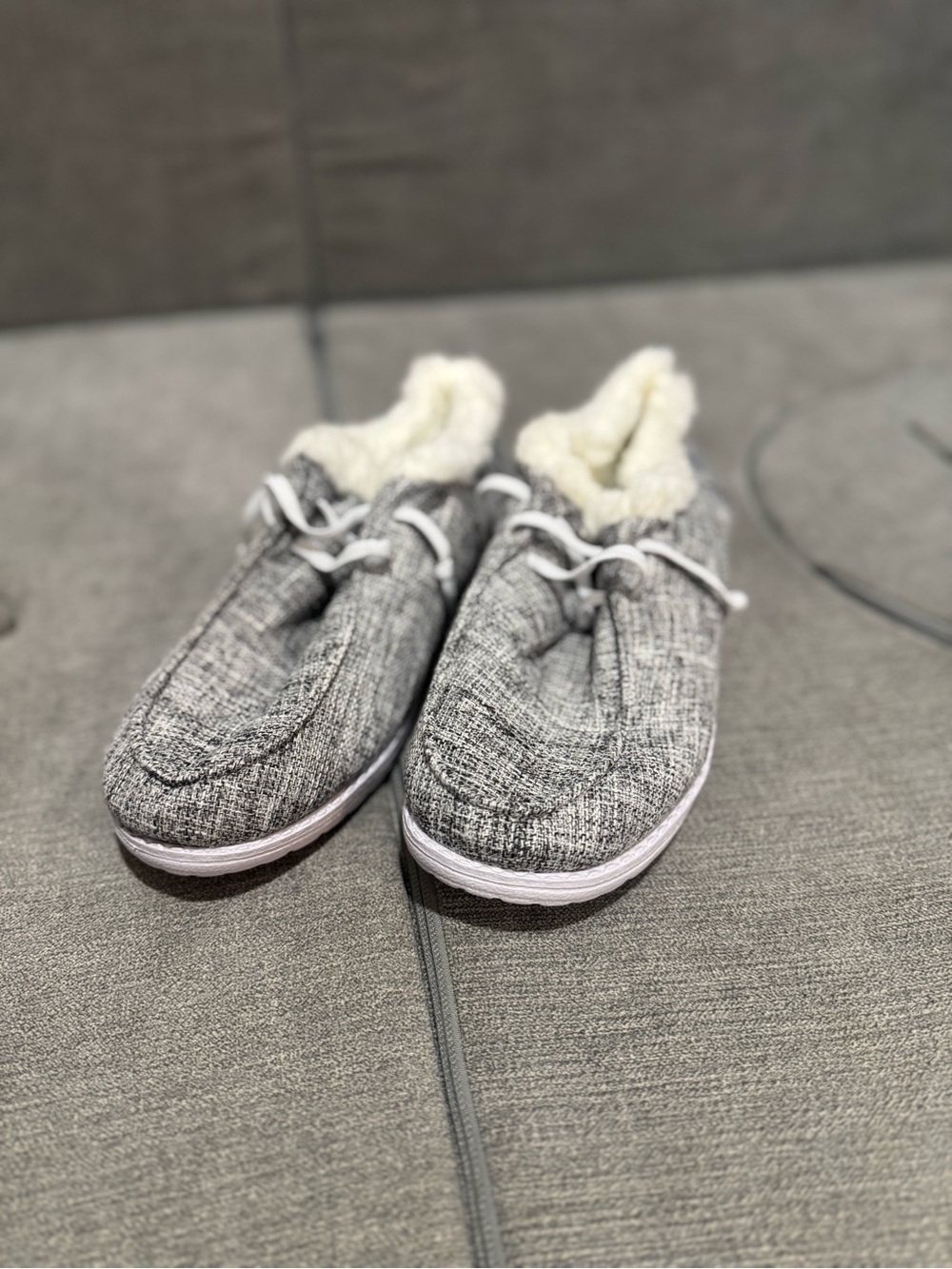 Cozy Grey Fleece-Lined Slip-On Sneakers